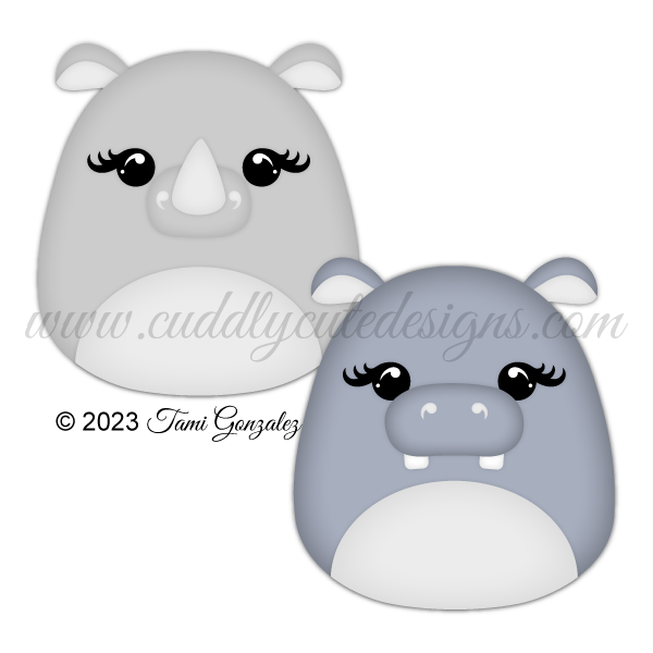 Squishables - Rhino & Hippo